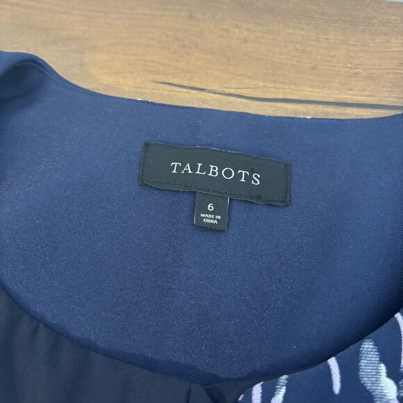 Talbots Womens 6 Jacquard Navy Pink Daisy Floral Thick Jacket Blazer - Picture 7 of 8